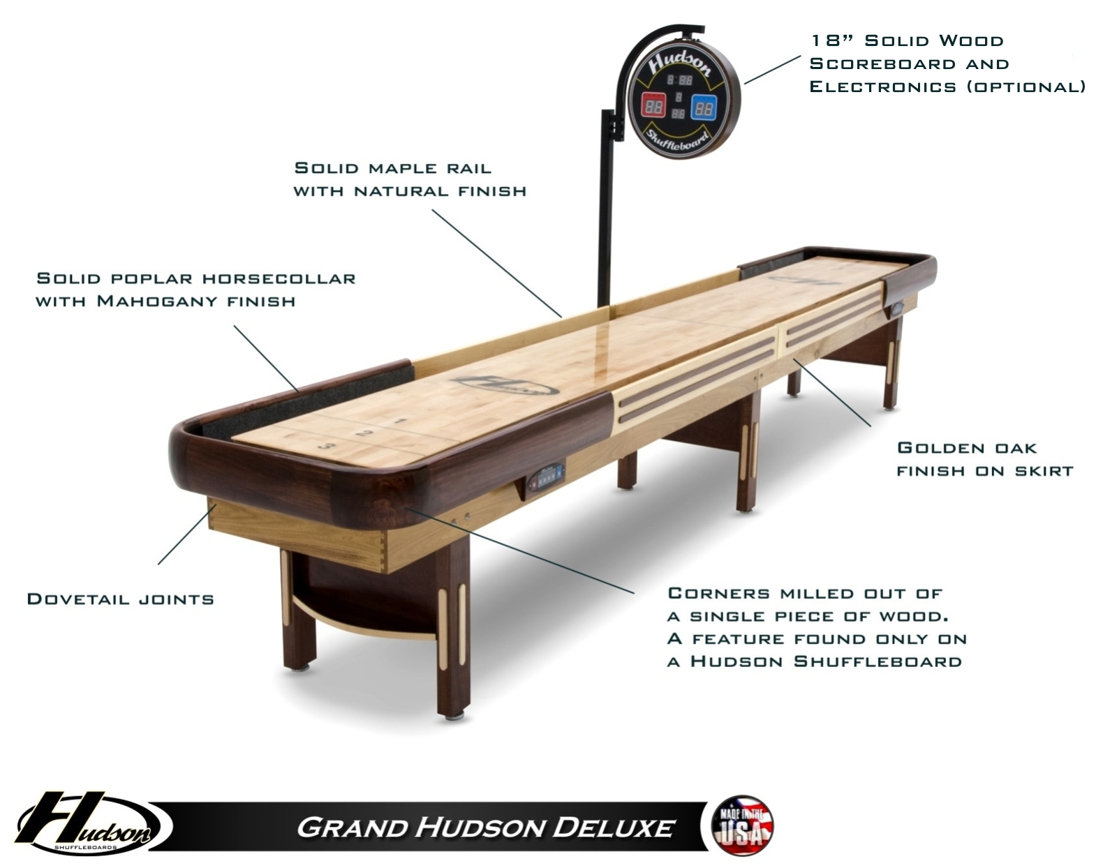 22' Grand Hudson Deluxe Shuffleboard Table